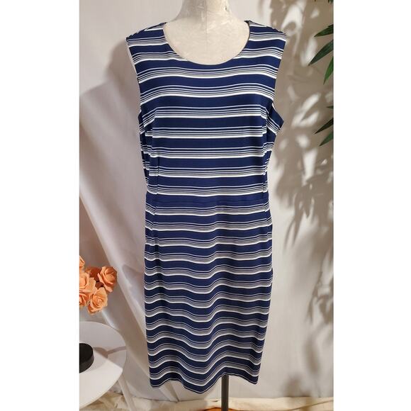 Lands' End Dresses & Skirts - Lands End Striped Sleeveless Sheath Dress Plus Size 18 Nautical Coastal Pockets